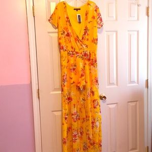 Yellow Floral Print Romper